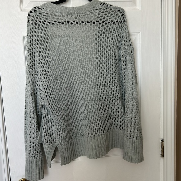 Abercrombie & Fitch Mesh Stitch Non-Closure Cardigan Sweater - Light Blue/Green - Picture 4 of 4